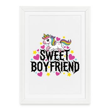 Boyfriend Unicorn Valentines Couple - Framed poster (27 × 37 cm) - white - Front