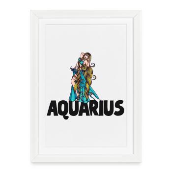 Jeune Fille Verseau dans Aqua Flow - Affiche encadrée (27 × 37 cm) - blanc - Devant