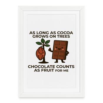 Le chocolat est un fruit – l’expression humoristique du cacao - Affiche encadrée (27 × 37 cm) - blanc - Devant