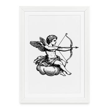 Cupidon avec l’arc et les flèches. - Affiche encadrée (27 × 37 cm) - blanc - Devant