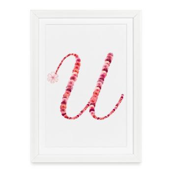 Romantic floral monogram "U" - Framed poster (27 × 37 cm) - white - Front