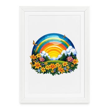 Blooming rainbow at sunrise - Framed poster (27 × 37 cm) - white - Front