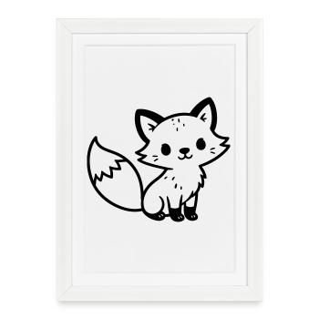 fox cute - Framed poster (27 × 37 cm) - white - Front