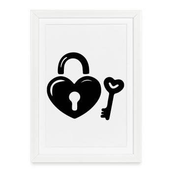 Clé de Cœur - Affiche encadrée (27 × 37 cm) - blanc - Devant