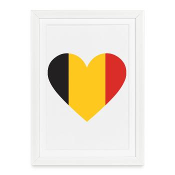 Humour,Belge, belgique, drapeau, frite, frites - Affiche encadrée (27 × 37 cm) - blanc - Devant