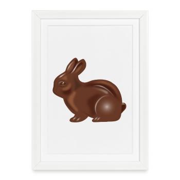 Motif classique du lapin de Pâques en chocolat - Affiche encadrée (27 × 37 cm) - blanc - Devant