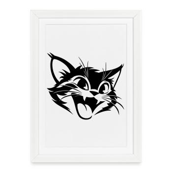 Chat Rieur | Funny Cats T-Shirt - Affiche encadrée (27 × 37 cm) - blanc - Devant