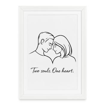 Deux âmes un cœur  - Affiche encadrée (27 × 37 cm) - blanc - Devant