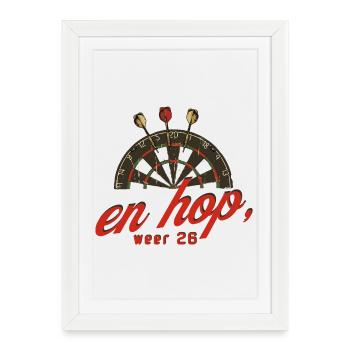 Leuke Darts Sweat à capuche, en hop, weer 26 - Affiche encadrée (27 × 37 cm) - blanc - Devant