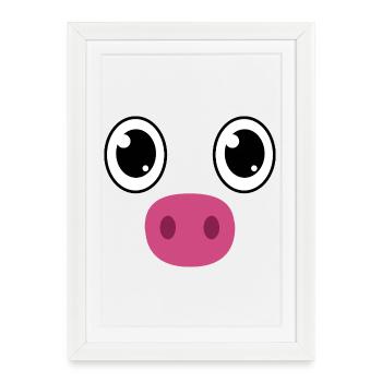 Costume mignon de tête de cochon Kawaii - Affiche encadrée (27 × 37 cm) - blanc - Devant