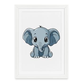 Kleiner Elefantenfreund Cartoon - Gerahmtes Poster (27 × 37 cm) - Weiß - Vorne