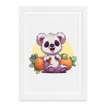 Cuddly Panda Autumn Pumpkins - Framed poster (27 × 37 cm) - white - Front