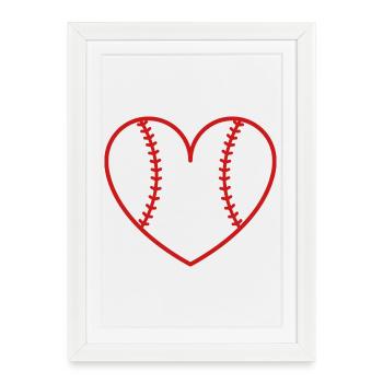 Cœur du baseball softball - Affiche encadrée (27 × 37 cm) - blanc - Devant