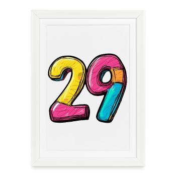 29 Nombre Coloré - Affiche encadrée (27 × 37 cm) - blanc - Devant