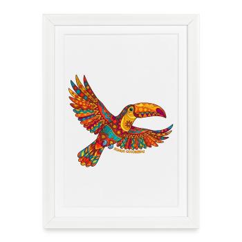 Toucan kaléidoscope colombien - Affiche encadrée (27 × 37 cm) - blanc - Devant