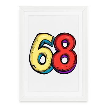 68 chiffres colorés - Affiche encadrée (27 × 37 cm) - blanc - Devant