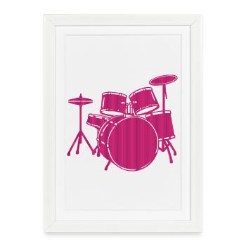 Pink Drum Set Music Lover Graphic - Framed poster (27 × 37 cm) - white - Front