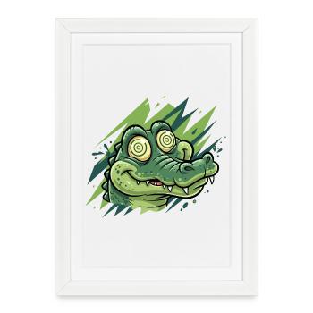 Tirage de dessins animés Crocodile Groove - Affiche encadrée (27 × 37 cm) - blanc - Devant
