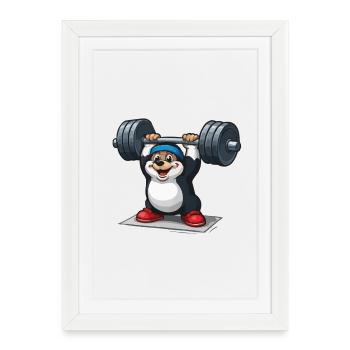 Mole in weightlifting - Framed poster (27 × 37 cm) - white - Front