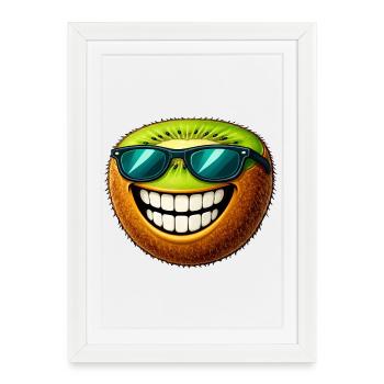 Mignon Fruit du Sourire Estival du Soleil Kiwi - Affiche encadrée (27 × 37 cm) - blanc - Devant