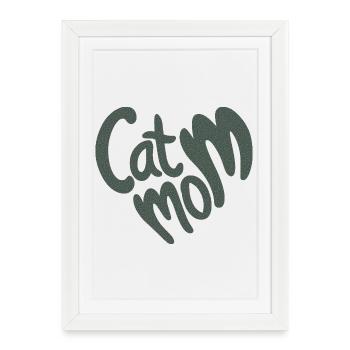 Lettrage en forme de cœur de maman chatte avec texture granuleuse - Affiche encadrée (27 × 37 cm) - blanc - Devant
