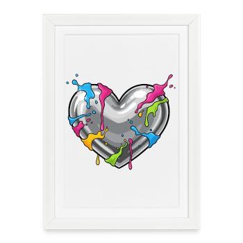 Metal heart with color shower - Framed poster (27 × 37 cm) - white - Front
