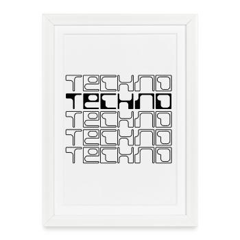 Musique techno design géométrique du logo - Affiche encadrée (27 × 37 cm) - blanc - Devant