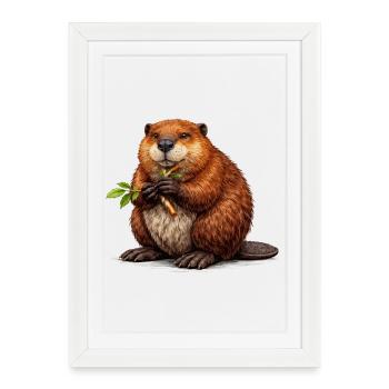 Zone sauvage de Beaver Animal - Affiche encadrée (27 × 37 cm) - blanc - Devant