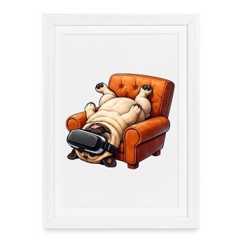Carlin avec des lunettes VR dans le fauteuil - Affiche encadrée (27 × 37 cm) - blanc - Devant