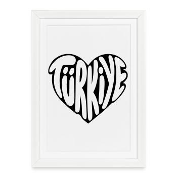 Conception de la police en forme de cœur en Türkiye, Turquie - Affiche encadrée (27 × 37 cm) - blanc - Devant