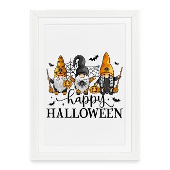 Joyeux Halloween Les Nains - Affiche encadrée (27 × 37 cm) - blanc - Devant