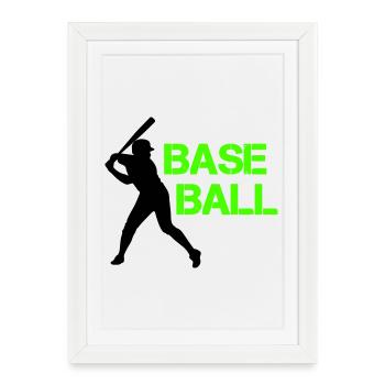 Baseball Neon Grunge Font - Framed poster (27 × 37 cm) - white - Front
