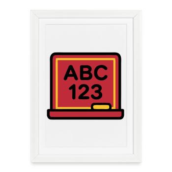 Inscription scolaire Blackboard ABC 123 - Affiche encadrée (27 × 37 cm) - blanc - Devant