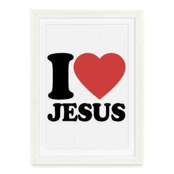J’aime Jésus - Foi - Religion - Affiche encadrée (27 × 37 cm) - blanc - Devant