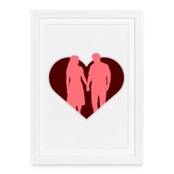 Couple Silhouette Love Romance Valentine's Day Boyfriend - Framed poster (27 × 37 cm) - white - Front