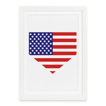 Drapeau américain au marbre - Affiche encadrée (27 × 37 cm) - blanc - Devant