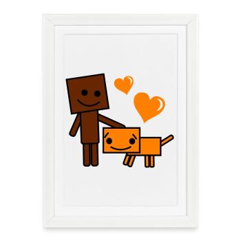 Heart Friend Cartoon Dog and Buddy - Framed poster (27 × 37 cm) - white - Front