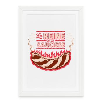 Reine de la Saucisse - Affiche encadrée (27 × 37 cm) - blanc - Devant