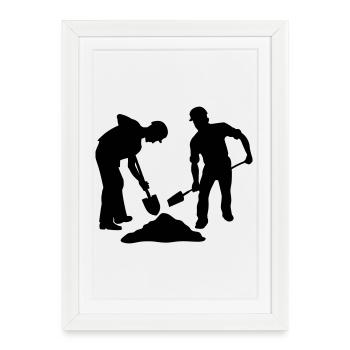 Équipe des travailleurs du sable – Équipe au sol - Affiche encadrée (27 × 37 cm) - blanc - Devant