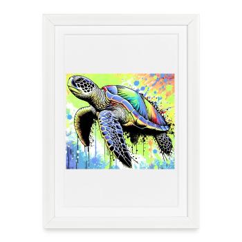 tortue - Affiche encadrée (27 × 37 cm) - blanc - Devant