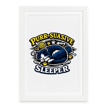 Purr-Suasive Sleeper Cat - Framed poster (27 × 37 cm) - white - Front