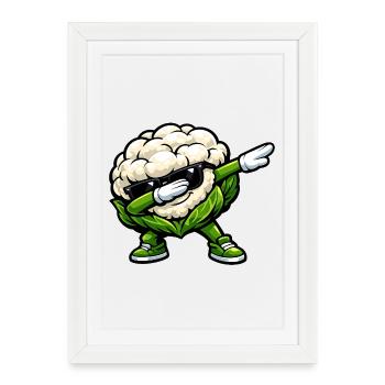 Tamponnement de légumes de chou-fleur Design végan - Affiche encadrée (27 × 37 cm) - blanc - Devant