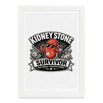 Survivant d’un calcul rénal - Récupération d’un calcul rénal - Affiche encadrée (27 × 37 cm) - blanc - Devant