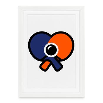 Table Tennis Rackets Heart Table Tennis Love - Framed poster (27 × 37 cm) - white - Front