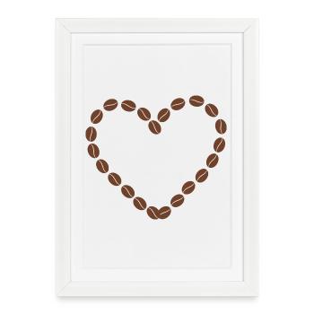 Conception du cœur de grain de café - Affiche encadrée (27 × 37 cm) - blanc - Devant