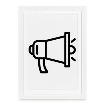 mégaphone - Affiche encadrée (27 × 37 cm) - blanc - Devant