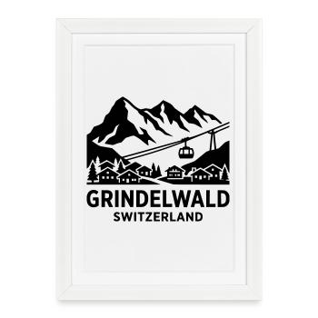 Grindelwald, Suisse - Affiche encadrée (27 × 37 cm) - blanc - Devant