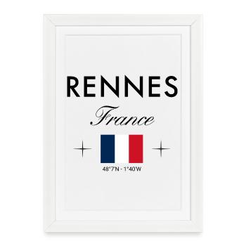 Rennes France Coordinates Travel Souvenir - Framed poster (27 × 37 cm) - white - Front