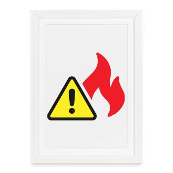 Icône solide d’alerte incendie Symbole de sécurité de flamme - Affiche encadrée (27 × 37 cm) - blanc - Devant
