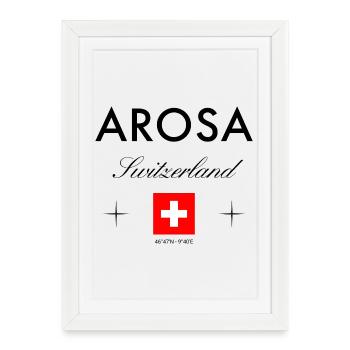 Arosa Suisse Coordonnées Souvenir de voyage - Affiche encadrée (27 × 37 cm) - blanc - Devant